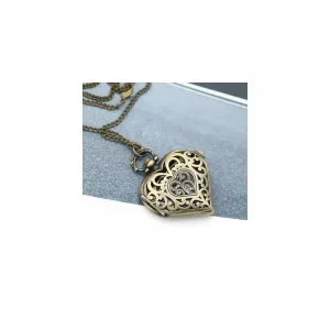 새 구리색 하트 회중 시계 사랑 기념 소장 빈티지 레트로 목걸이 고급